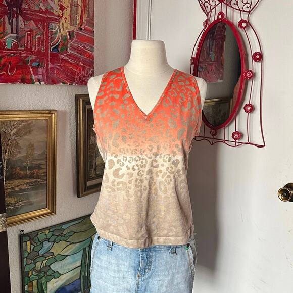 Worth Tops - worth orange and biege cheetah print tank top knit